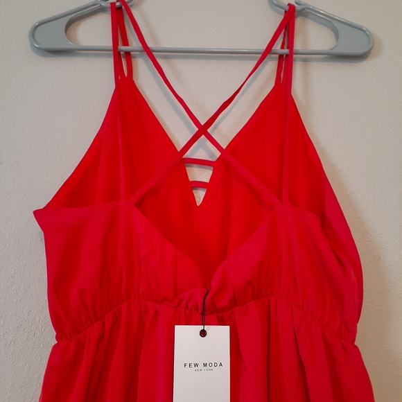 Few Moda New York Red Evening V Neck Midi Dress - Picture 9 of 11